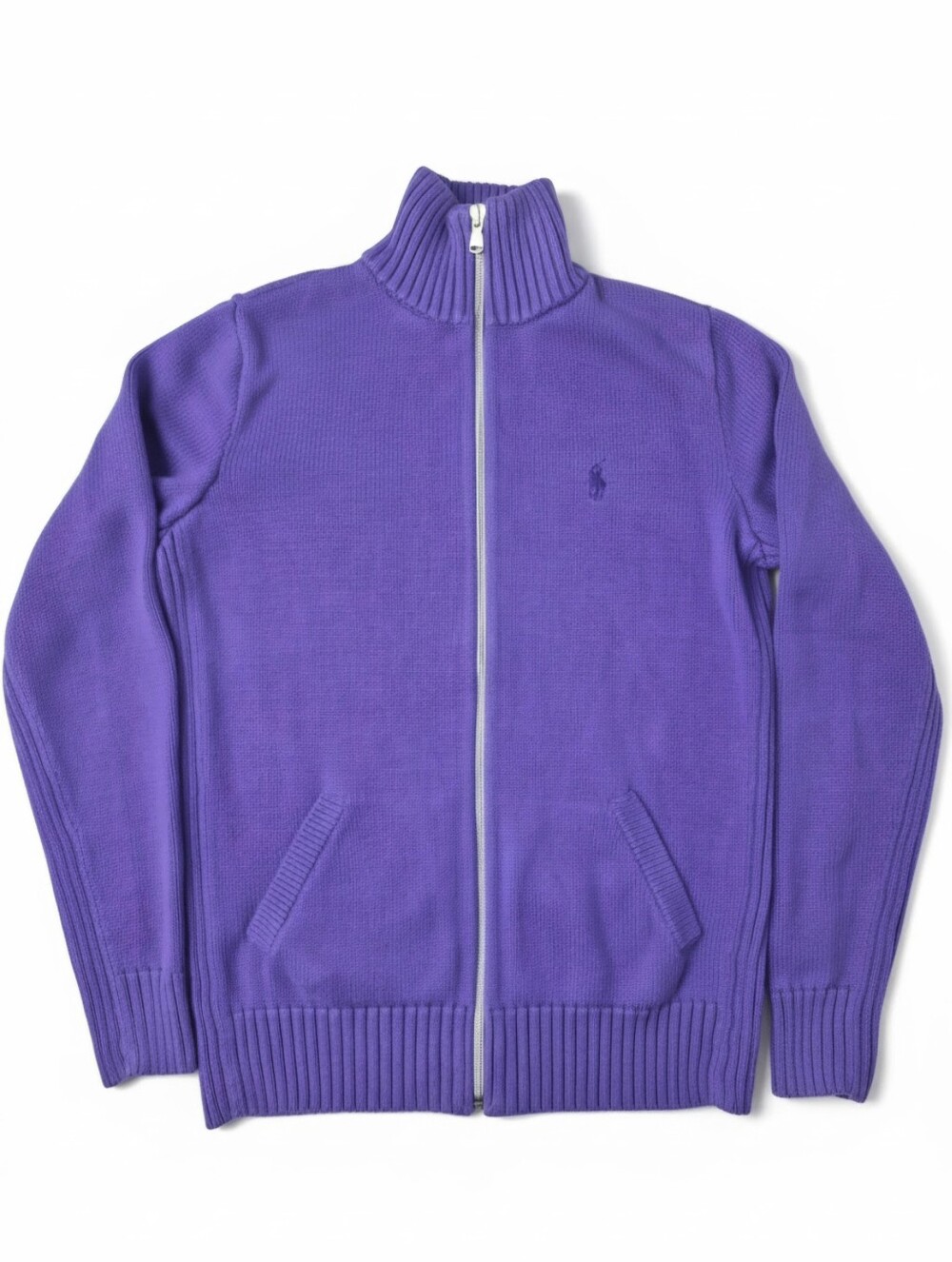 Ralph Lauren Golf Women’s Purple Full Zip Knit Sweater Jacket S Embroidered Pony